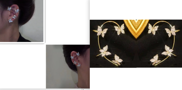 Fashion Earring Butterfly Ear Clip And Ear Hook Jewelry