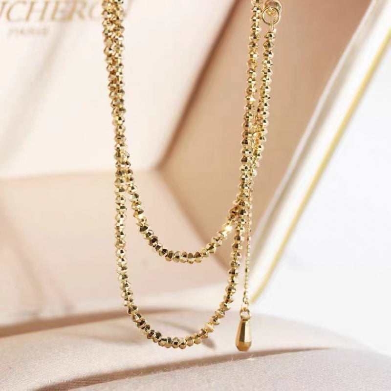18K Gold-Plated Laser Bead Wave Necklace