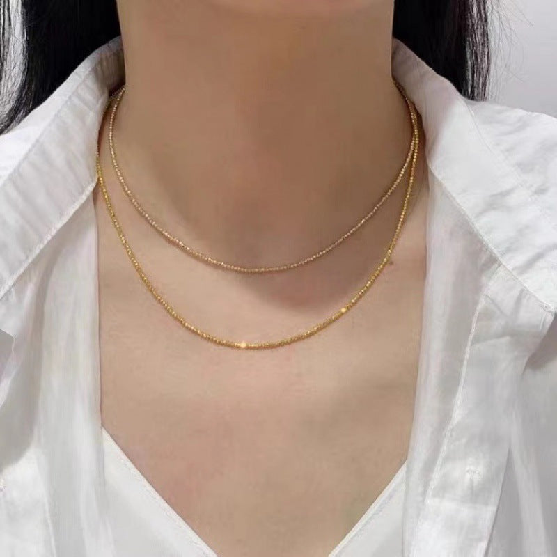 18K Gold-Plated Laser Bead Wave Necklace
