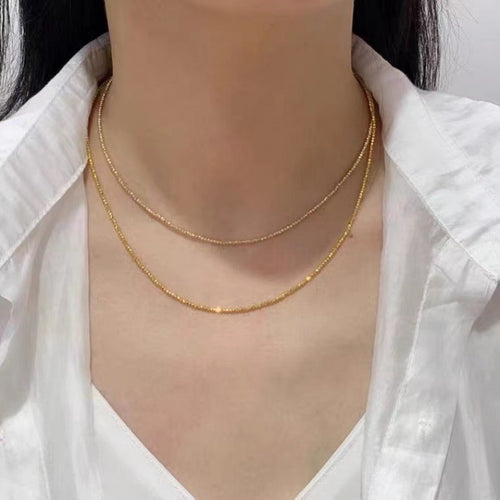 18K Gold-Plated Laser Bead Wave Necklace