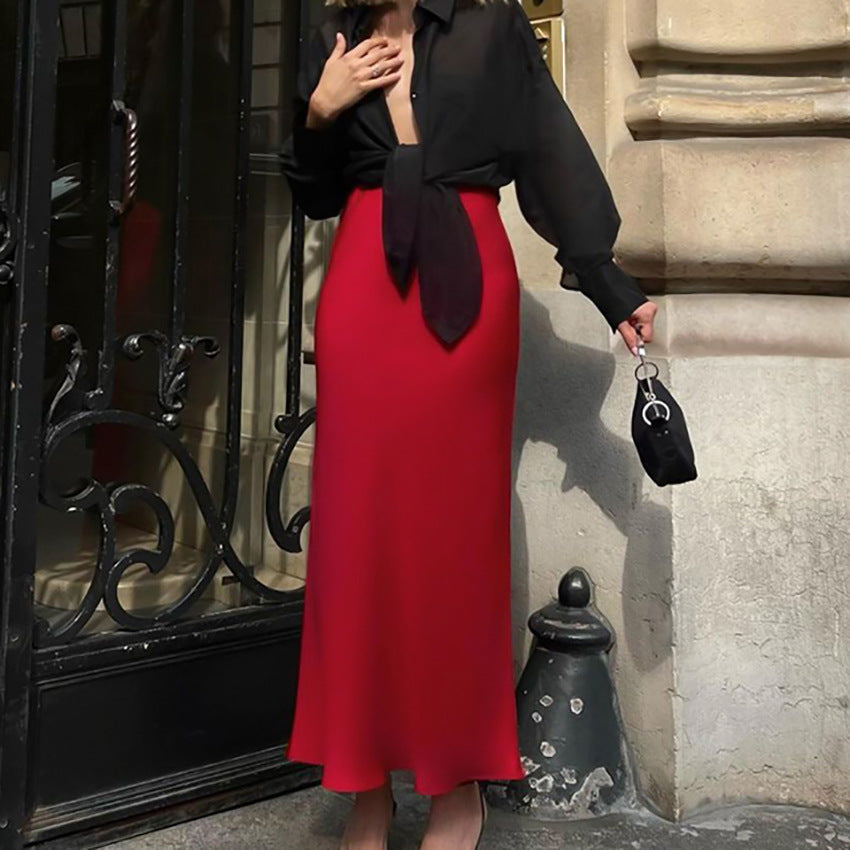 Scarlet Royale Satin Fishtail Skirt
