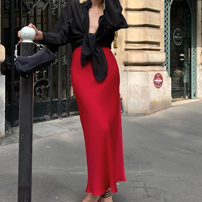 Scarlet Royale Satin Fishtail Skirt